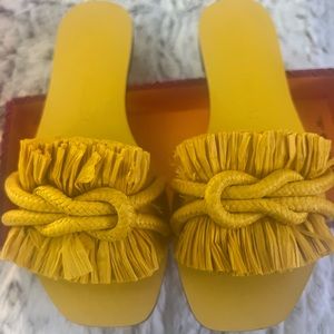 Tory Burch Rope Fringe Leather Slides